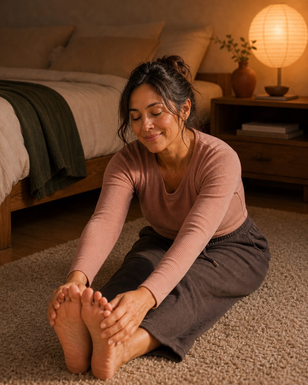 Person doing a before bed stretch
